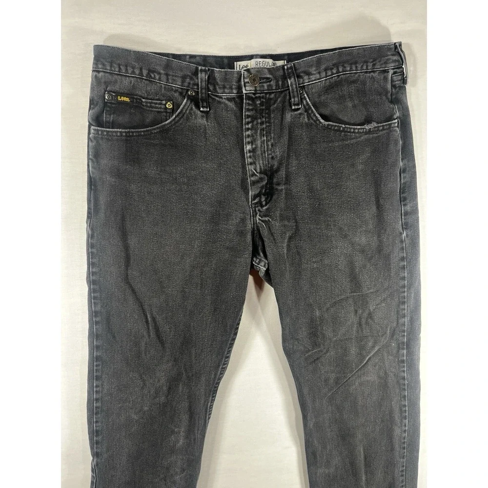 Lee Regular Fit Jeans Men's 38x29 Black Gray Denim Straight Leg 100% Cotton